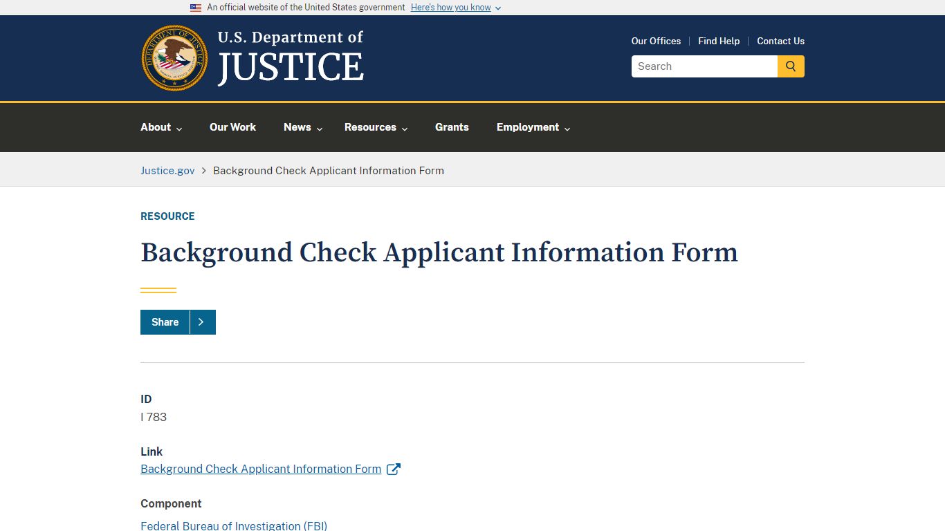 Background Check Applicant Information Form - United States Department ...