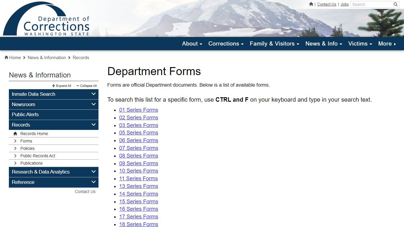 Department Forms | Washington State Department of Corrections